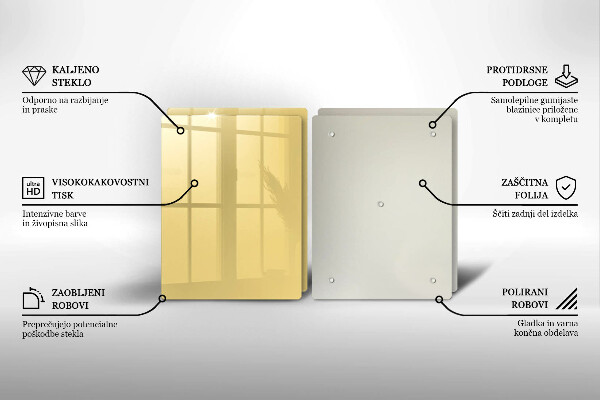 Kuchynská doska veľká zo skla žltá