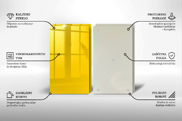 Kuchynská doska veľká zo skla žltá