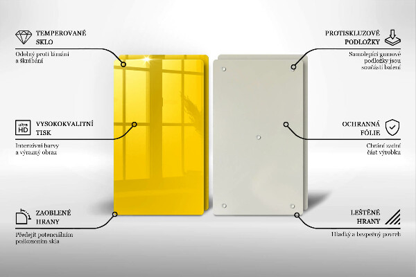 Kuchynská doska veľká zo skla žltá