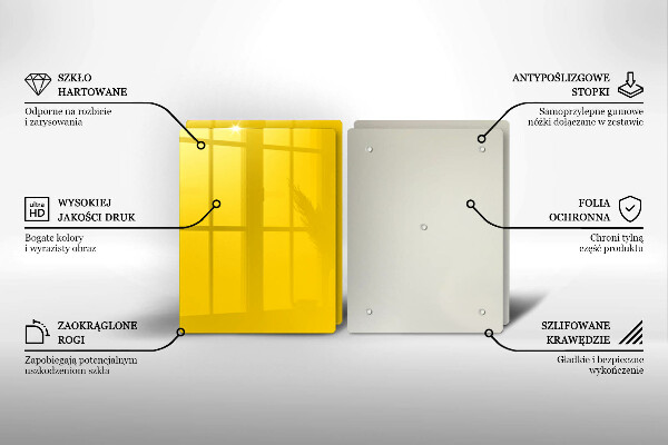 Kuchynská doska veľká zo skla žltá