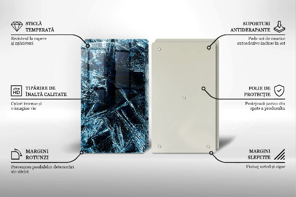 Kuchynská doska veľká zo skla Štruktúra ostrého ľadu