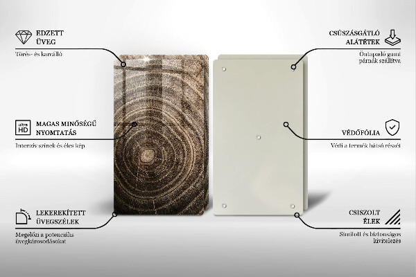 Kuchynská doska veľká zo skla Drevené krúžky