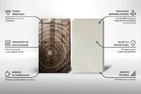 Kuchynská doska veľká zo skla Drevené krúžky