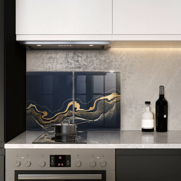 Kuchynská doska veľká zo skla Abstraktné zlaté čiary