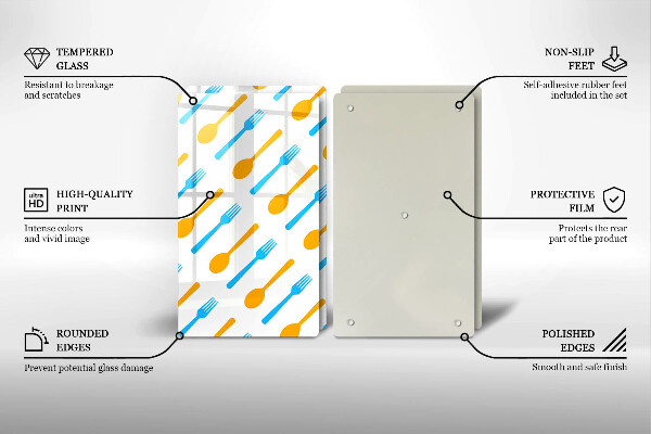 Kuchynská doska veľká zo skla Vidličky a lyžice