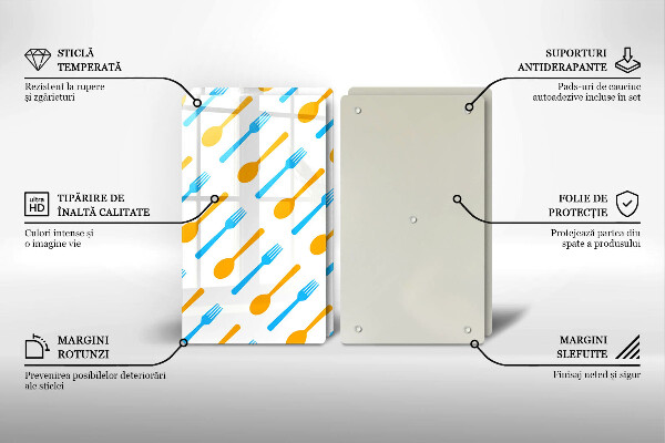 Kuchynská doska veľká zo skla Vidličky a lyžice