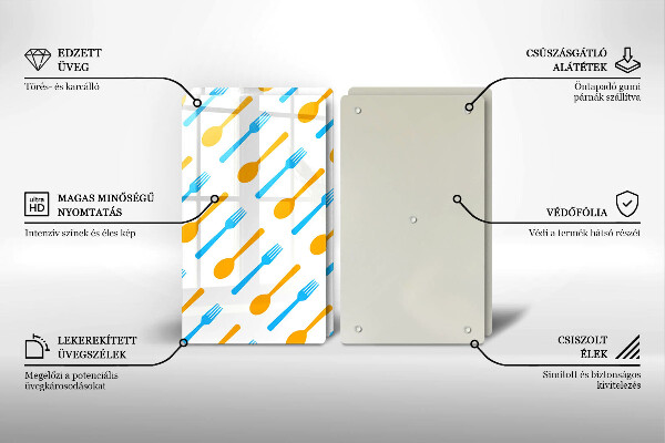 Kuchynská doska veľká zo skla Vidličky a lyžice