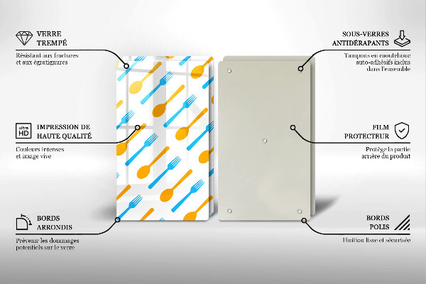 Kuchynská doska veľká zo skla Vidličky a lyžice