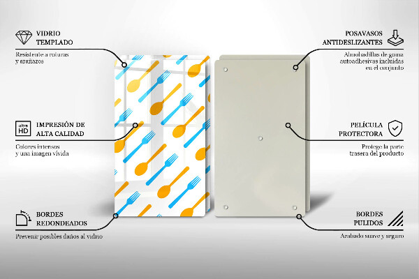 Kuchynská doska veľká zo skla Vidličky a lyžice