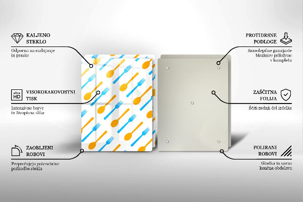 Kuchynská doska veľká zo skla Vidličky a lyžice