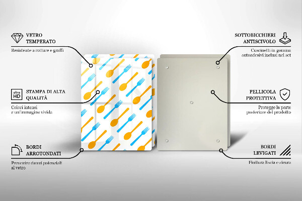 Kuchynská doska veľká zo skla Vidličky a lyžice