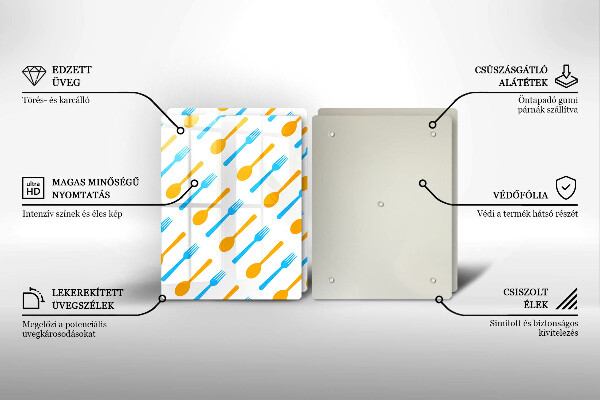 Kuchynská doska veľká zo skla Vidličky a lyžice