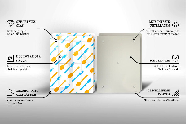 Kuchynská doska veľká zo skla Vidličky a lyžice