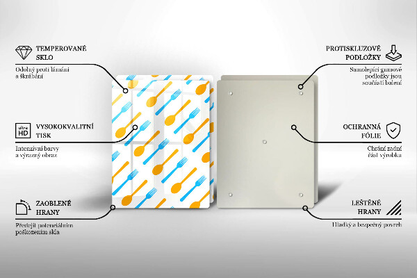 Kuchynská doska veľká zo skla Vidličky a lyžice