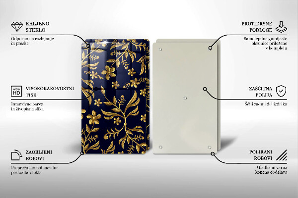 Kuchynská doska veľká zo skla Motív zlatého kvetu