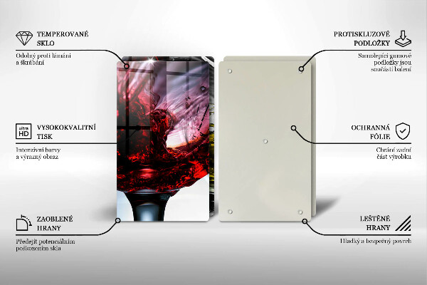 Kuchynská doska veľká zo skla Poháre vína