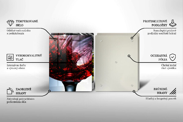 Kuchynská doska veľká zo skla Poháre vína