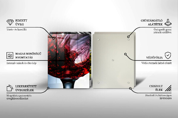Kuchynská doska veľká zo skla Poháre vína