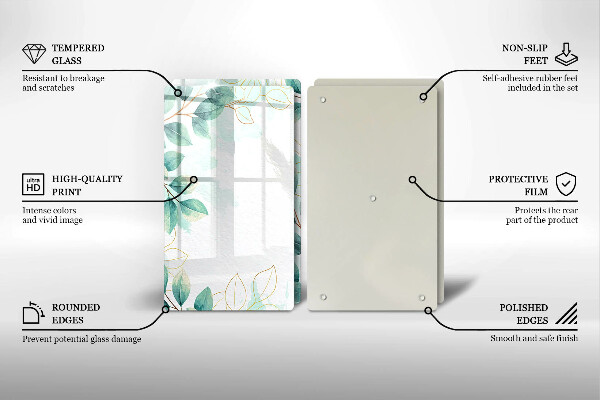 Kuchynská doska veľká zo skla Maľované listy