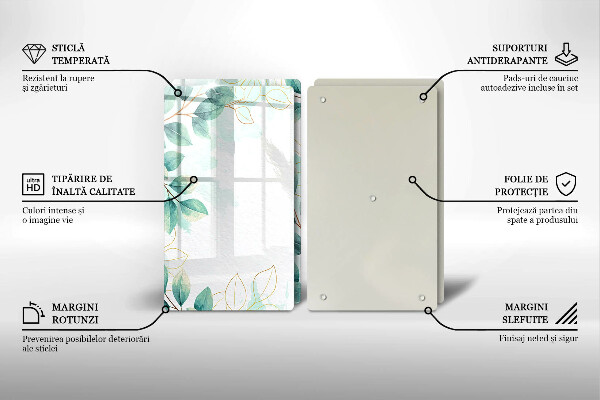 Kuchynská doska veľká zo skla Maľované listy