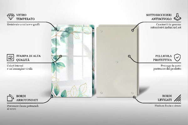 Kuchynská doska veľká zo skla Maľované listy