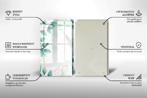 Kuchynská doska veľká zo skla Maľované listy