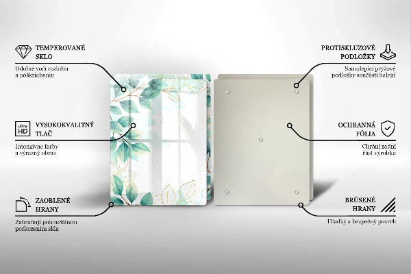 Kuchynská doska veľká zo skla Maľované listy