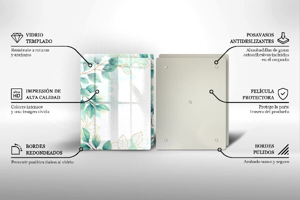 Kuchynská doska veľká zo skla Maľované listy