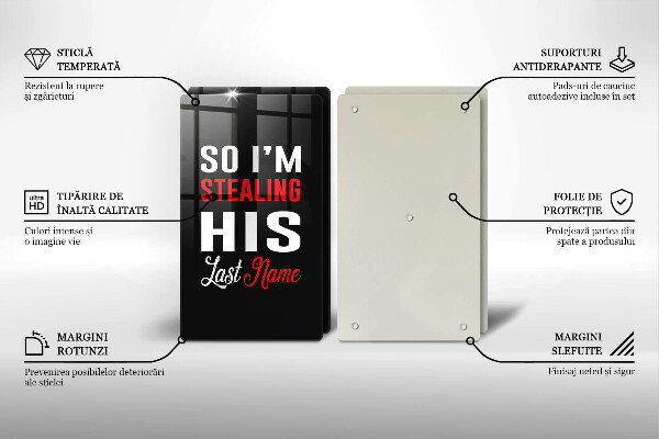 Sklenená doska na krájanie Nápis veta vzor