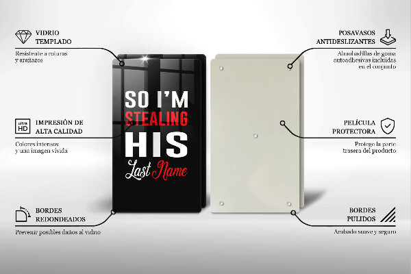 Sklenená doska na krájanie Nápis veta vzor