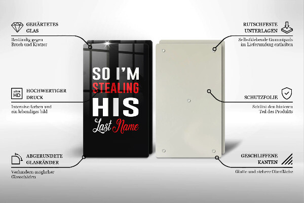 Sklenená doska na krájanie Nápis veta vzor