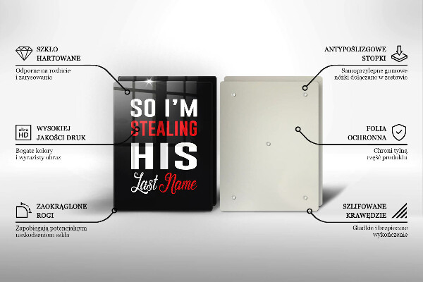 Sklenená doska na krájanie Nápis veta vzor