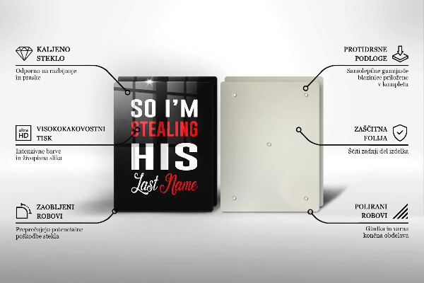 Sklenená doska na krájanie Nápis veta vzor