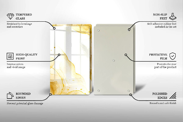 Kuchynská doska veľká zo skla Zlatá abstrakcia