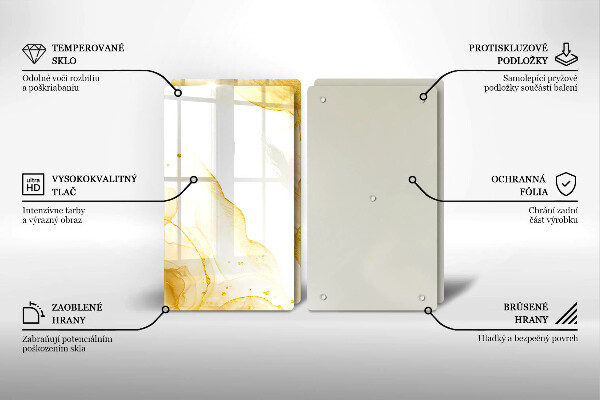 Kuchynská doska veľká zo skla Zlatá abstrakcia