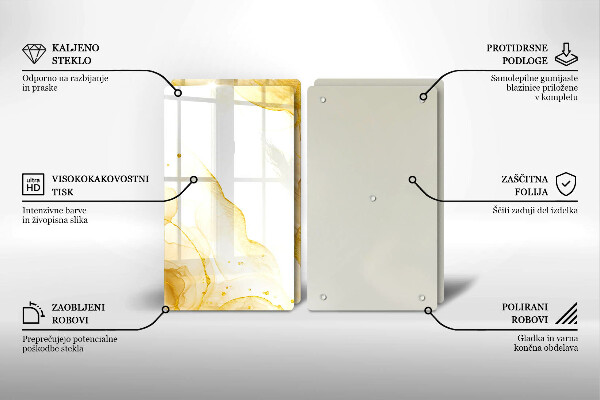 Kuchynská doska veľká zo skla Zlatá abstrakcia