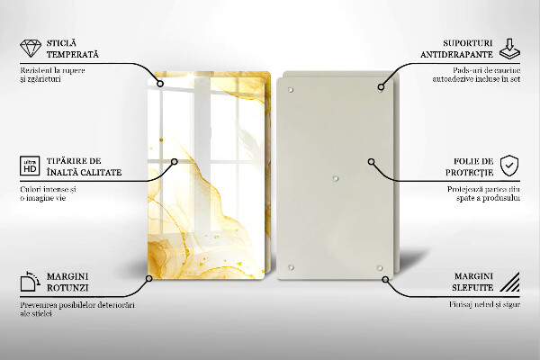 Kuchynská doska veľká zo skla Zlatá abstrakcia