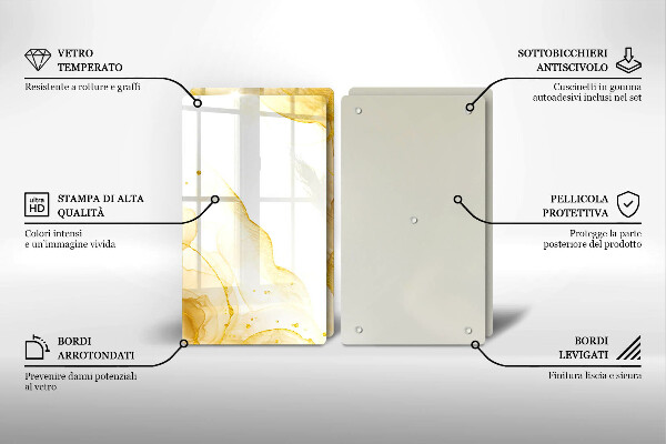 Kuchynská doska veľká zo skla Zlatá abstrakcia