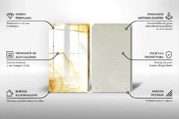 Kuchynská doska veľká zo skla Zlatá abstrakcia