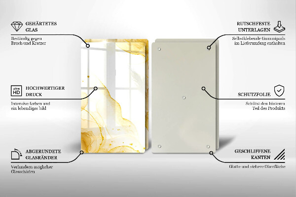 Kuchynská doska veľká zo skla Zlatá abstrakcia