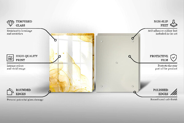 Kuchynská doska veľká zo skla Zlatá abstrakcia