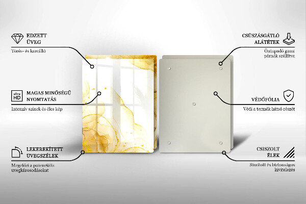 Kuchynská doska veľká zo skla Zlatá abstrakcia