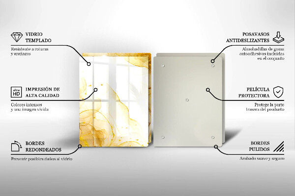 Kuchynská doska veľká zo skla Zlatá abstrakcia