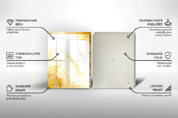 Kuchynská doska veľká zo skla Zlatá abstrakcia