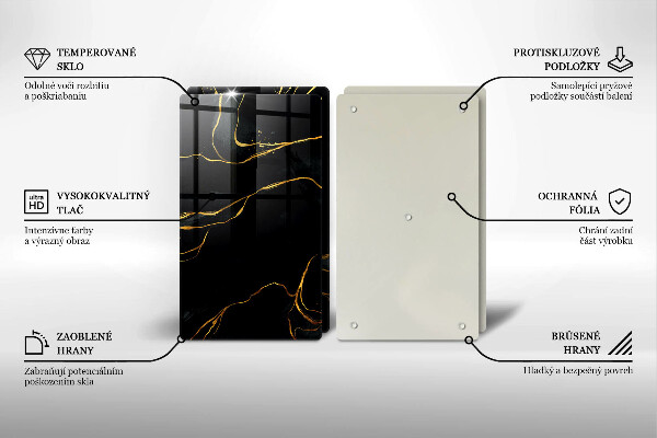 Kuchynská doska veľká zo skla Čierny mramor