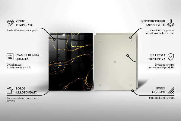 Kuchynská doska veľká zo skla Čierny mramor