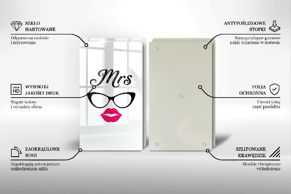 Sklenená doska na krájanie Mrs Mr