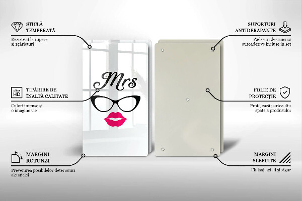 Sklenená doska na krájanie Mrs Mr