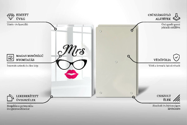 Sklenená doska na krájanie Mrs Mr