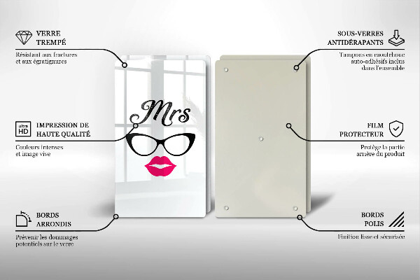 Sklenená doska na krájanie Mrs Mr